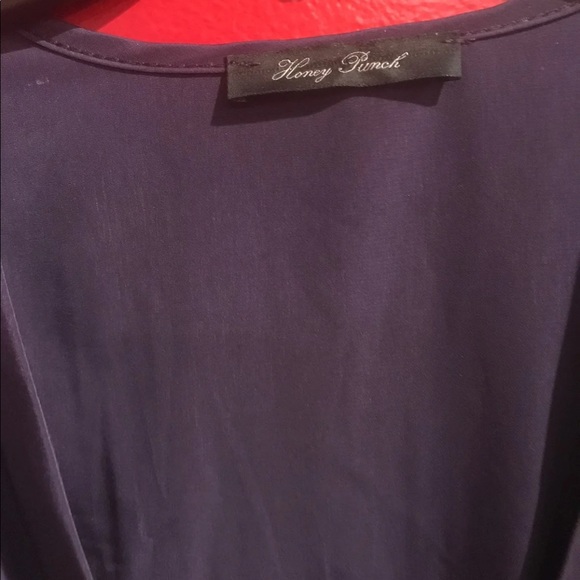 Pretty V Neck Purple Violet Long Sleeve Mini Dress - Picture 8 of 8